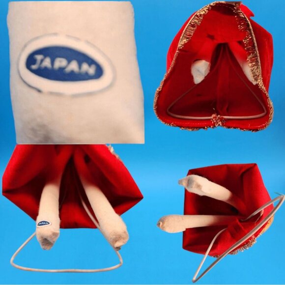 Vintage 1960s Japan Angel Tree Topper Red Velvet Gold Trim Stars Christmas Decor - Picture 9 of 9